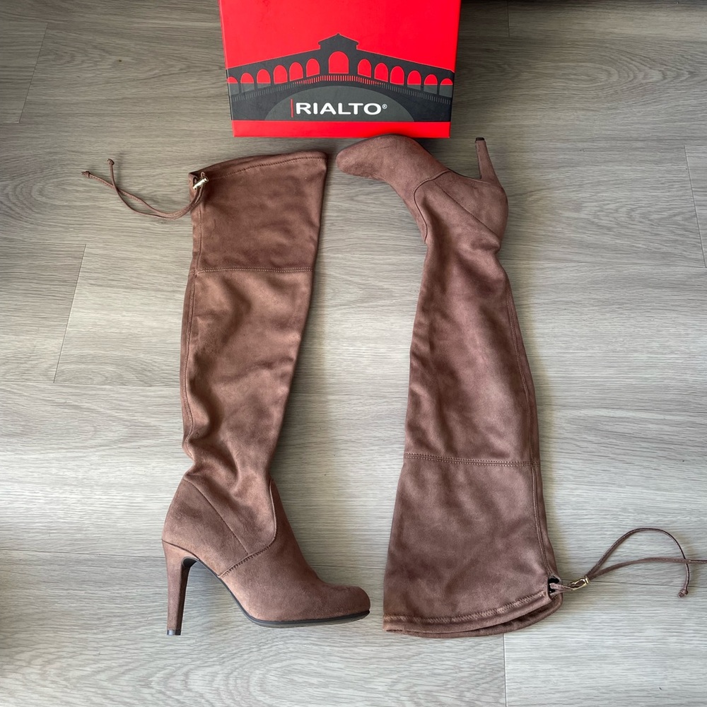 Rialto Brown Thigh-High Suede Leather Boots (like new)